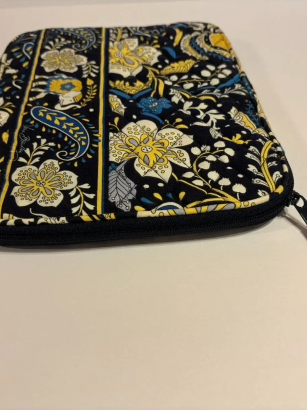 Vera Bradley Floral navy/yellow/blue/white quilted print zip-around iPad Sleeve